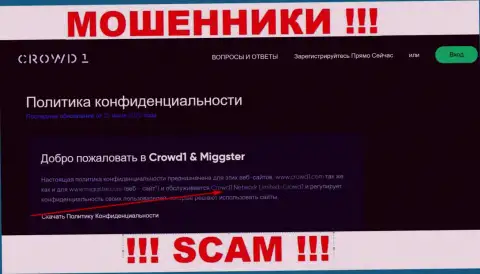 Информация об юр лице мошенников Crowd 1