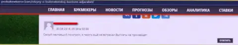 Интернет-посетитель сообщает о рисках взаимодействия с компанией АджараБет