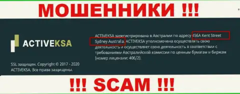 Адрес компании Активекса Ком фейковый - взаимодействовать с ней крайне рискованно