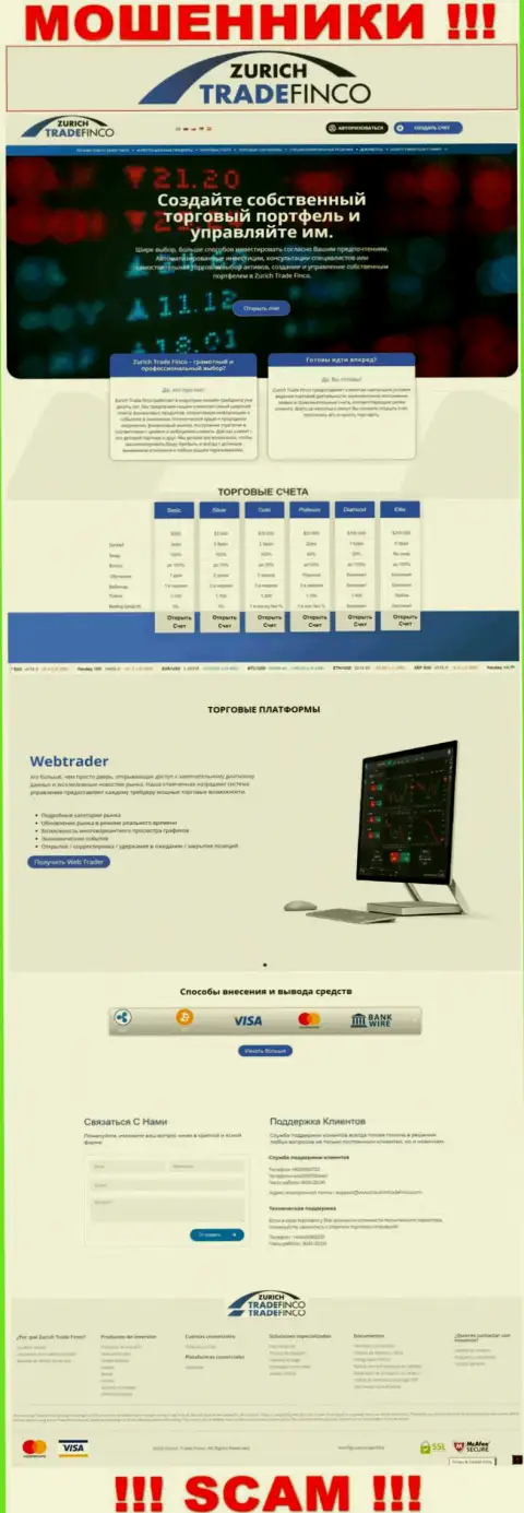 ZurichTradeFinco Com - это интернет-ресурс мошенников Zurich Trade Finco LTD