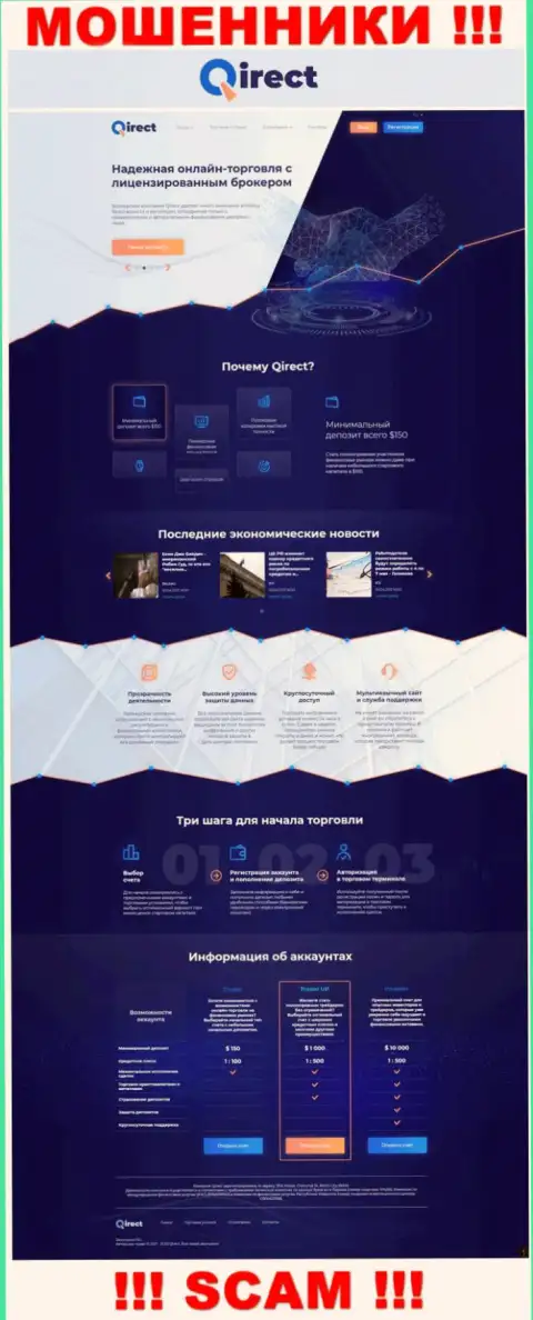 Развод для доверчивых людей - официальный сайт мошенников Qirect Com