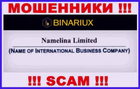 Бинариукс - это мошенники, а руководит ими Namelina Limited