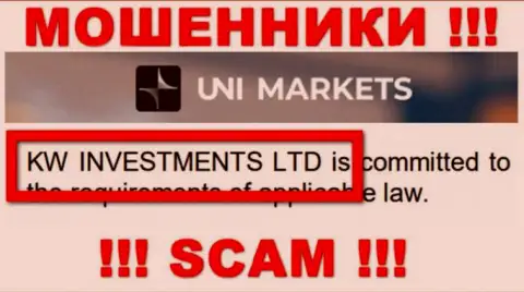 Руководителями UNIMarkets оказалась организация - КВ Инвестментс Лтд