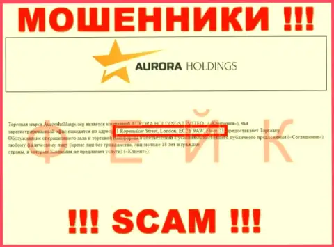 Оффшорный адрес конторы AuroraHoldings фейк - жулики !!!