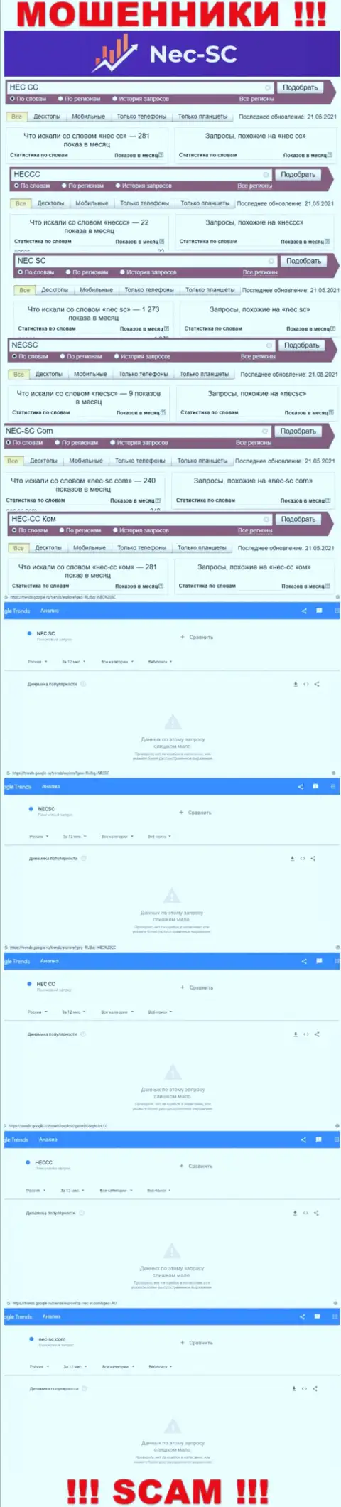 Количество онлайн запросов по internet-мошенникам НЕССС