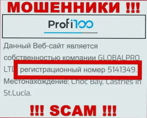 Профи100 - это еще одно кидалово !!! Номер регистрации данной конторы: 5141349