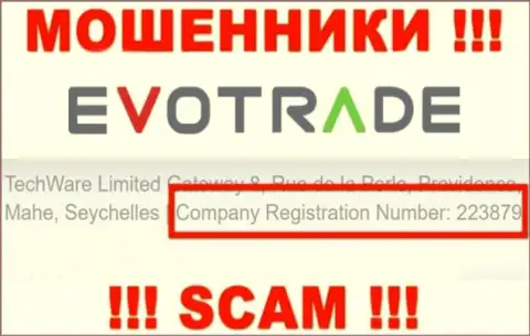 Опасно иметь дело с EvoTrade, даже при наличии рег. номера: 223879