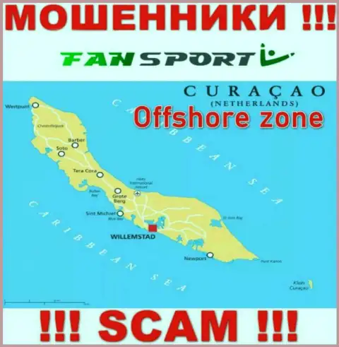 Оффшорное расположение Fan Sport - на территории Curacao