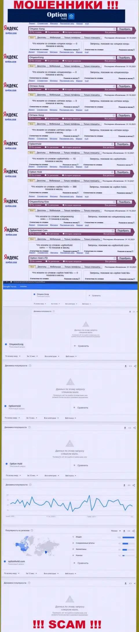 Подробный анализ интернет-запросов по преступно действующей конторе Опцион Холд