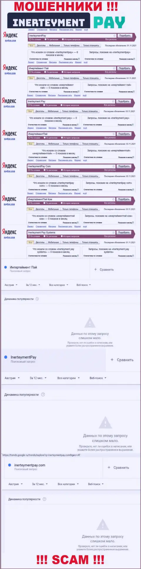 Инфа о online-запросах по бренду жуликов InerteymentPay