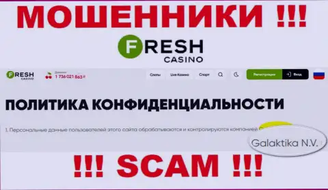 Юр лицо интернет разводил FreshCasino - это GALAKTIKA N.V