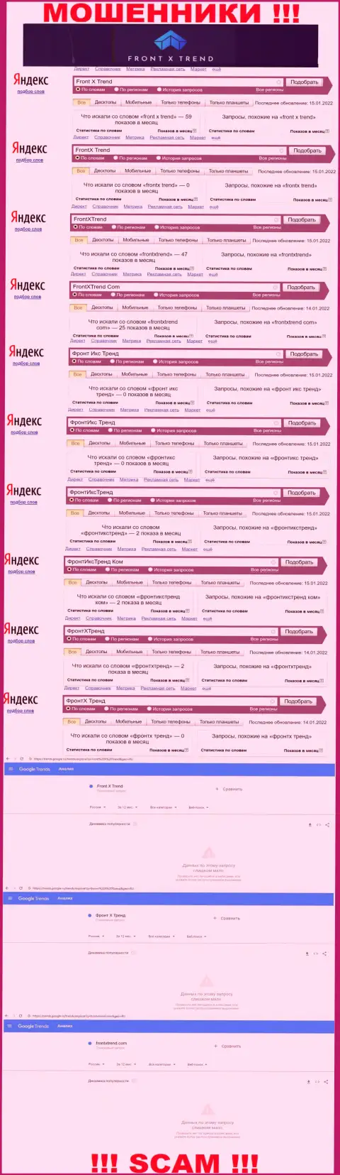 Количество поисковых запросов по разводилам FrontXTrend во всемирной интернет паутине