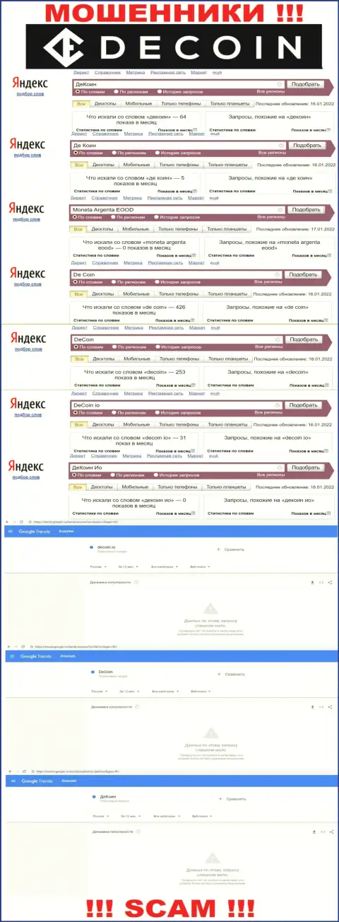Число запросов по интернет-мошенникам DeCoin