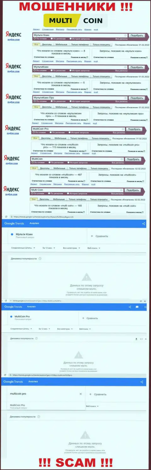 Статистические показатели online-запросов по бренду МультиКоин