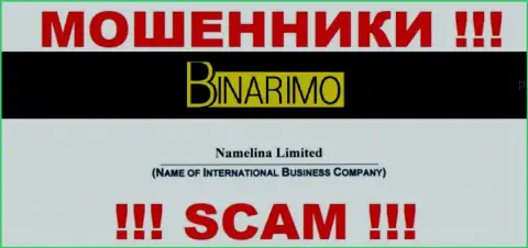 Юридическим лицом Бинаримо является - Namelina Limited