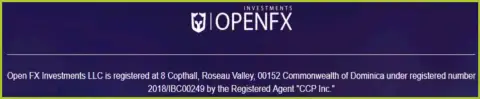 Место прописки forex компании OpenFX