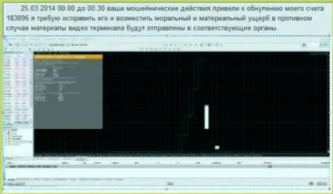 Скрин с явным свидетельством слива счета в Гранд Капитал