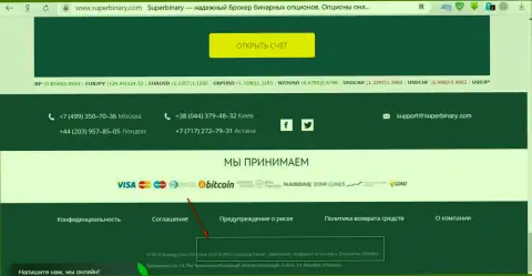 Место базирования юр. лица ФОРЕКС дилинговой конторы Супер Бинари