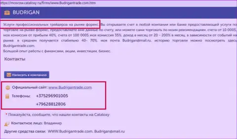 Телефонные номера лохотронщиков Будриган Трейд